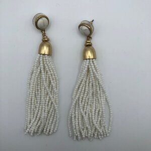 Stella & Dot White Gita Tassel Earrings